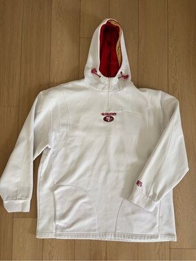NFL team store San Francisco 49ers white & red quarter zip hoodie size mens XL